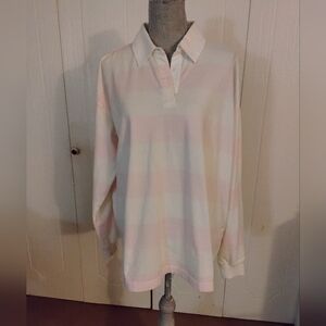 NWT womens ABOUND Long Sleeve Pullover Rugby T-shirt, Size L.